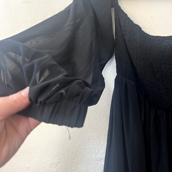 NASTY GAL "Sheer At The Beach" Cover-Up Black Maxi Dress Off Shoudler Women's 4 - Picture 7 of 10